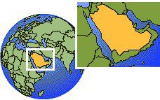 Arabia Saudí time zone location map borders