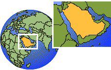 Khamis Mushait, Saudi Arabia time zone location map borders