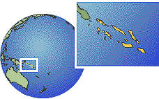 Solomon Islands time zone location map borders
