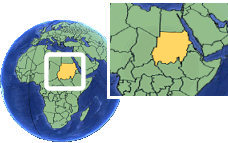 Sudan time zone location map borders