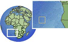 Sainte-Hélène, Ascension et Tristan da Cunha carte de localisation de fuseau horaire frontières