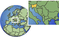 Eslovenia time zone location map borders