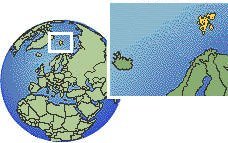 Svalbard y Jan Mayen time zone location map borders