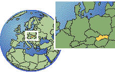 Slovakia time zone location map borders