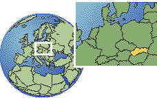 Trnava, Slovakia time zone location map borders