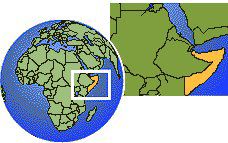 Hargeysa, Somalia time zone location map borders