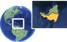 Philipsburg, San Martín (parte neerlandesa) time zone location map borders