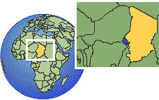 N'Djamena, Chad time zone location map borders