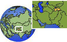 Tajikistan time zone location map borders