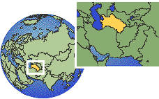 Ashkhabad, Turkmenistán time zone location map borders