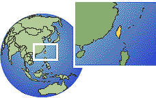 Taipei, Taiwán time zone location map borders