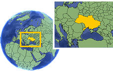 Poltava, Ucrania time zone location map borders