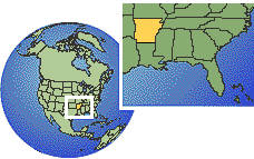 Fayetteville, Arkansas, United States time zone location map borders