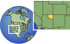 Window Rock, Arizona (Réserve Navajos), États-Unis carte de localisation de fuseau horaire frontières