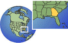 Savannah, Georgia, United States time zone location map borders