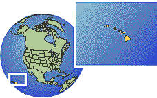 Hawái, Estados Unidos time zone location map borders