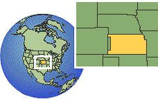 Kansas, Estados Unidos time zone location map borders