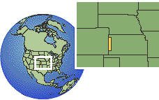 Kansas (excepción), Estados Unidos time zone location map borders