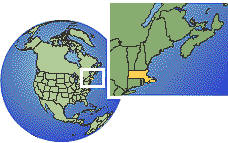 Medford, Massachusetts, United States time zone location map borders