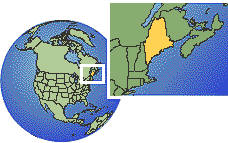 Maine, United States time zone location map borders