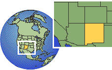 Santa Fe, New Mexico, United States time zone location map borders