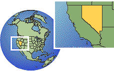 Boulder City, Nevada, United States time zone location map borders