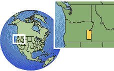 Rome, Oregón (excepción), Estados Unidos time zone location map borders