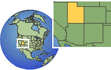 Utah, Estados Unidos time zone location map borders