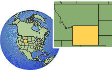 Casper, Wyoming, Estados Unidos time zone location map borders