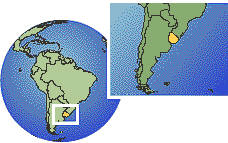 Tacuarembo, Uruguay time zone location map borders