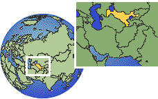 Uzbekistan time zone location map borders