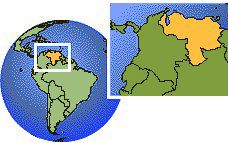 Valencia, Venezuela time zone location map borders