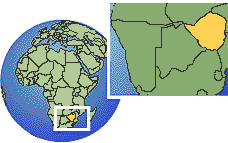 Chegutu, Zimbabwe time zone location map borders